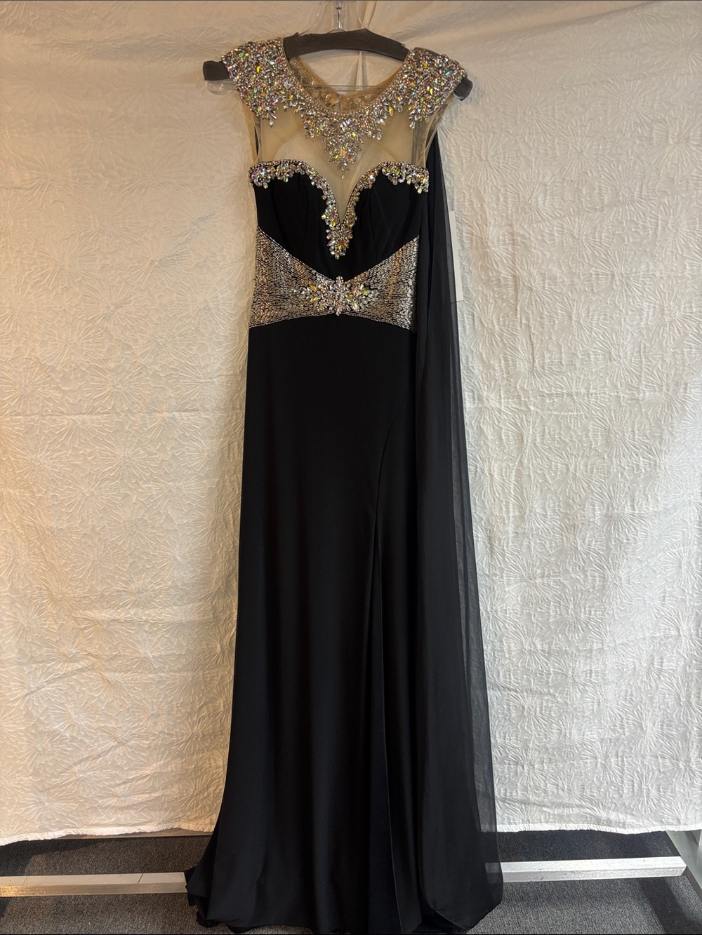 Rachel Allan 5769 Black Evening Gown with Crystal Embellishment